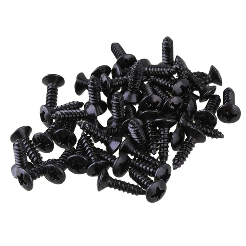 

250X Guitar Bass Screws Parts For Scratchplates Pickguard, Black