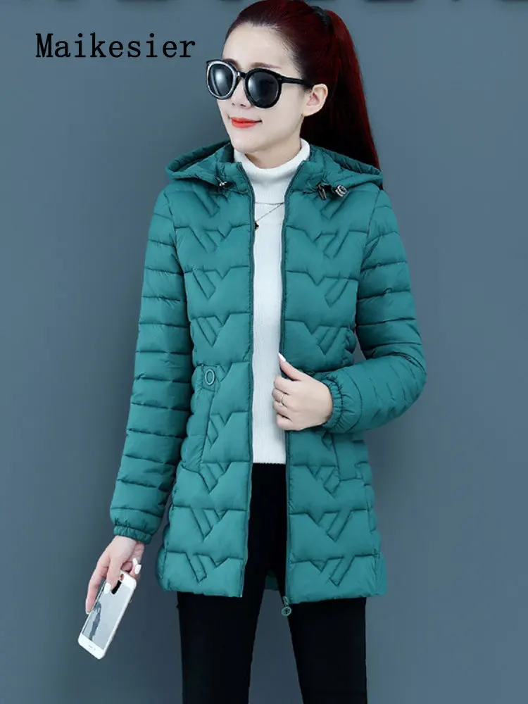 Autumn Winter New Slim Mid Length Thickened Cotton Padded Clothes for Women Jackets Winter Coat for Women Winter Clothes Women