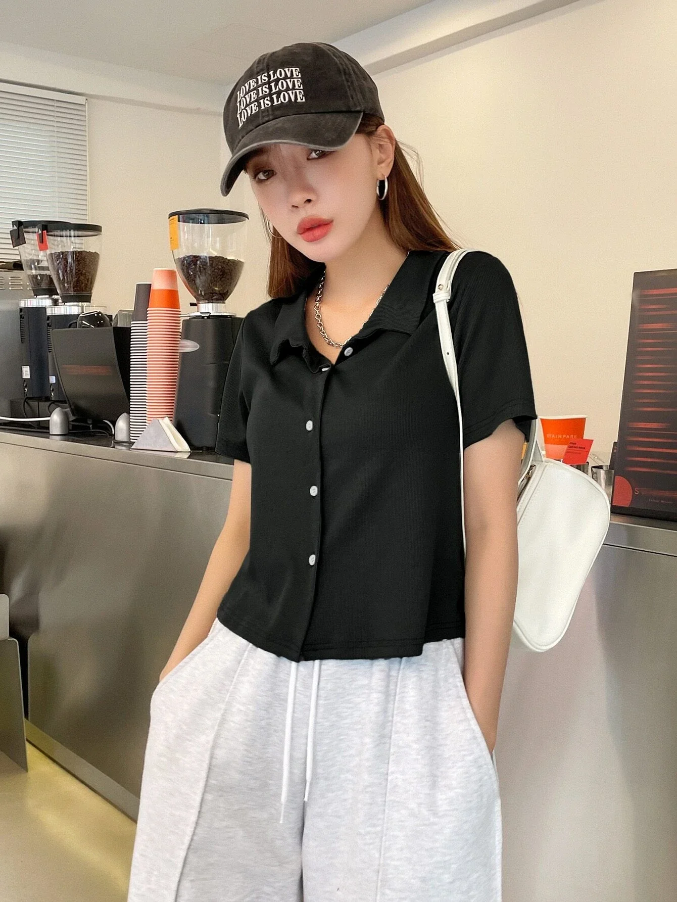 

Solid Button Up Tee