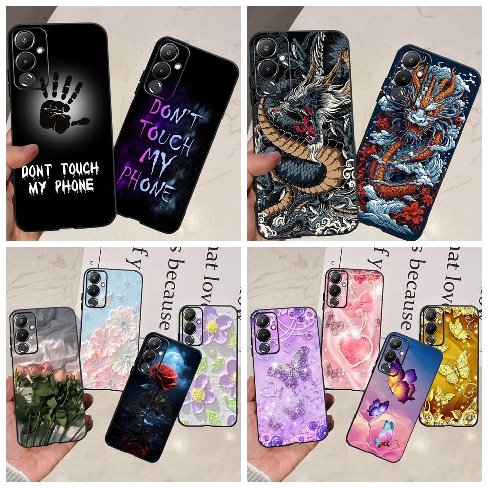 Мягкий черный силиконовый бампер для Tecno Pova 4 / Pro Чехол Back Cover Skull Dragon Cool Style