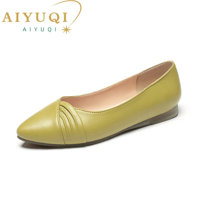 Women Shoes Casual Genuine Leather Spring 2023 New Soft-soled Lightweight Mother Shoes Large Size 35-43 Flat Shoes For Ladies