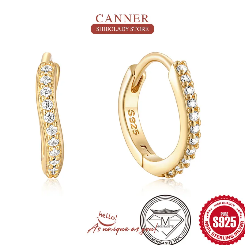 

CANNER D Color vvs1 Moissanite Stud Earrings for Women 925 Sterling Silver Wedding Hoop Earrings Top Quality Fine Jewelry Gift
