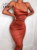 ledp womens dress 2022 summer sexy elegant cutout womens long dress satin sleeveless bandage open back elegant party dress