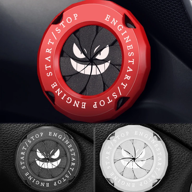 

Смайлик от зла, кнопка включения и остановки Onekey, крышка для украшения интерьера автомобиля, кнопка включения, защитная крышка, кольцо, накл...