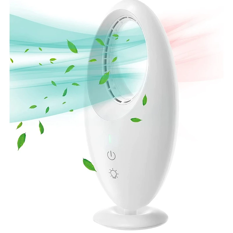 

Bladeless Fan Portable Desk Fan 4000Mah USB Rechargeable Battery Operated Fan With Adjustable LED Night Light For Home