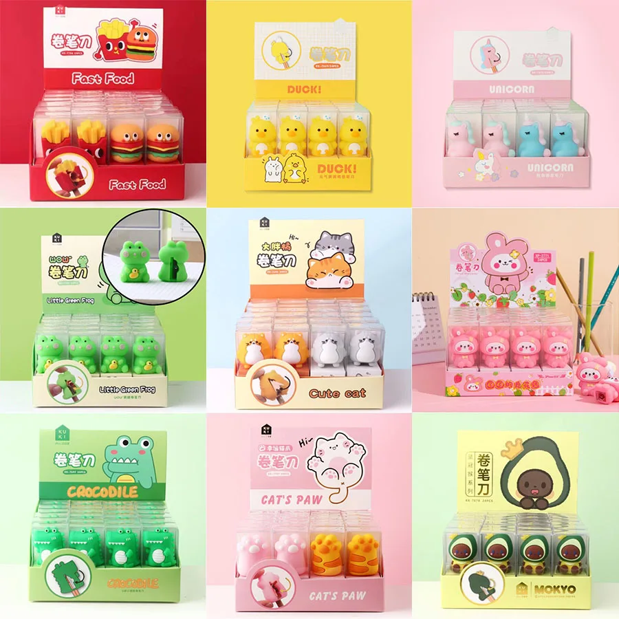 

24 шт./лот креативная точилка для карандашей с авокадо, единорогом, животными, милый ручной механический резак, нож, канцелярские принадлежности, подарок, школьные принадлежности