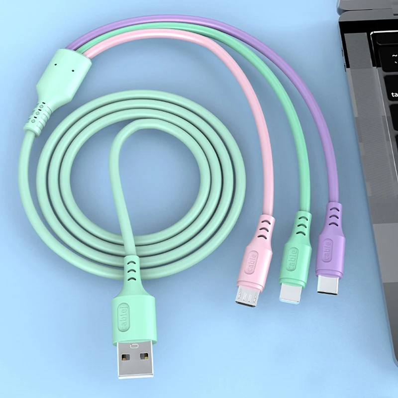 

Soft Silicone Fast Charging 5A USB Type C Cable for Xiaomi HTC 3 In 1 USB Charger Mobile Phone USB Cable