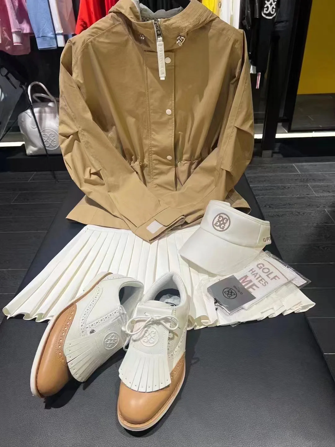 Women's Golf Shirts Long Design Windbreaker Fashion Windproof Coat buleGolf Top Pullover Round Neck Slim Waist Windbreaker