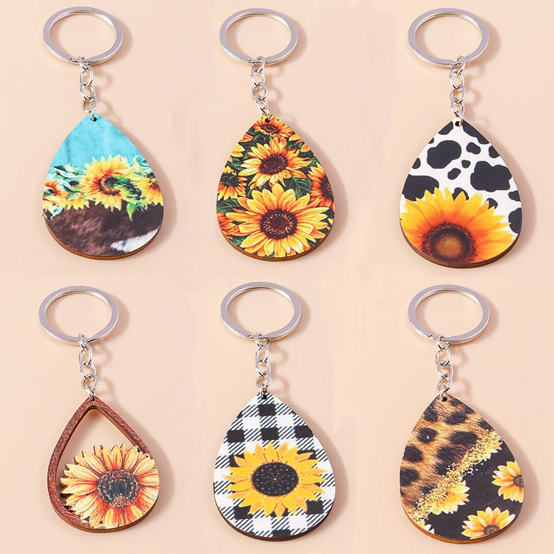 

Fashion Flower Keychains Colorful Sunflower Charms Keyrings Souvenir Gifts for Women Men Car Key Handbag Pendants Key Chains
