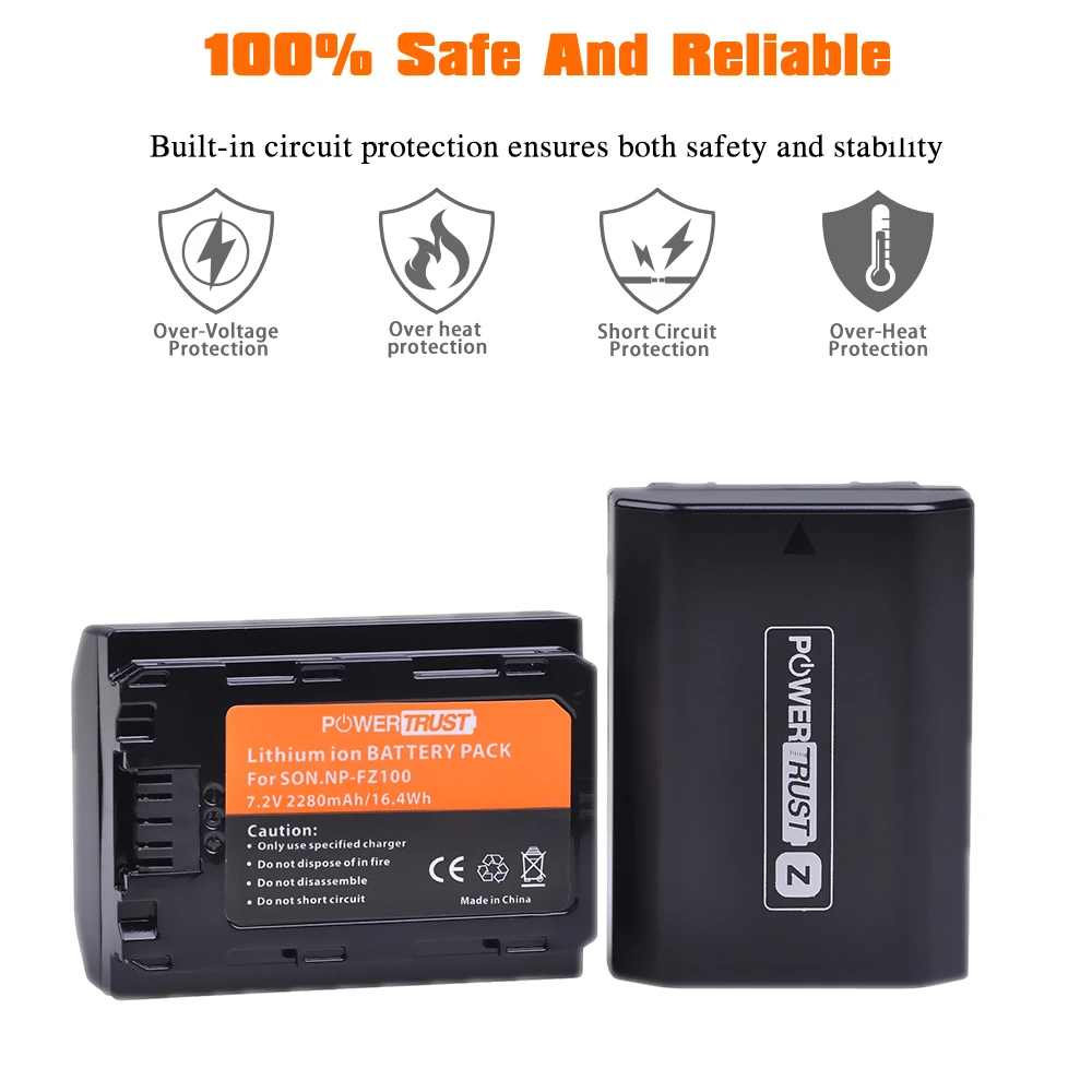 Аккумулятор для Sony A9 A9R 9s NP-FZ100 Alpha 9 BC-QZ1 A7R ILCE-9 A7 III ILCE-7RM3 2280 мАч
