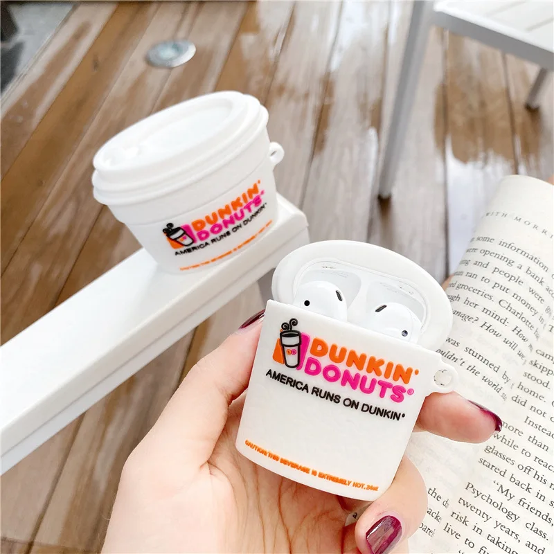 

3D Dunkin пончики пончик кофейная чашка милая для Airpods 1 2 Pro Чехол для беспроводных наушников защитная коробка чехол для Airpods Pro