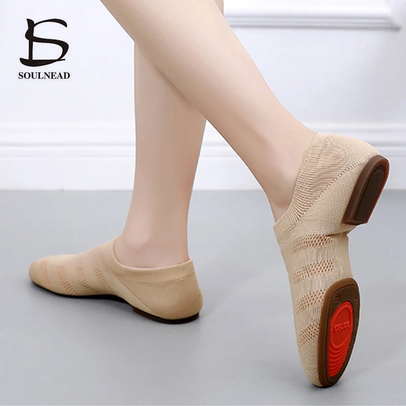 Women Jazz Latin Dance Shoes Ladies Ballroom Yoga Ballet  Shoes Breathable Flying Mesh Flat Practice Modern Girls Dance Sneakers