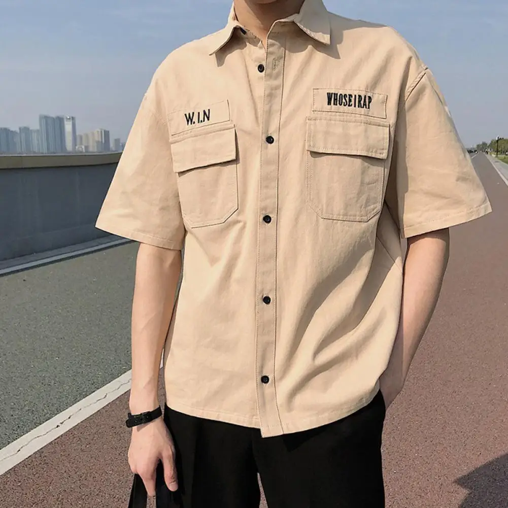 

Young Style Casual Turn-down Collar Straight Single-breasted Men Tops Clothing