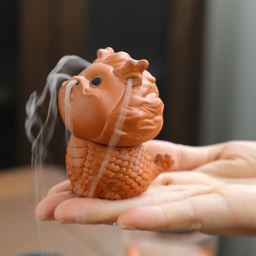 Дракон Фиолетовый Глина Чайный Питомец Милый Талисман Ручной Работы Бог Зверь