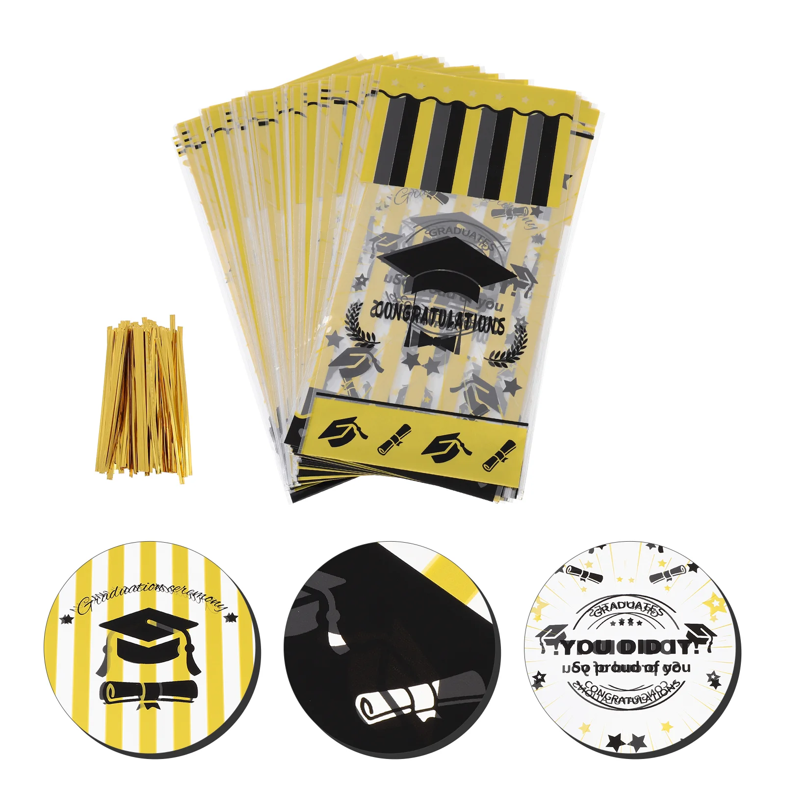 

100 Sets Graduation Candy Bags Gift Pouches Packaging Pouches Biscuits Bags