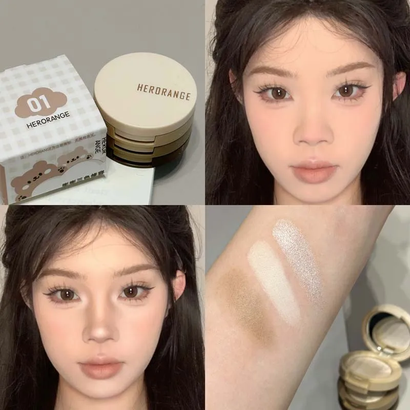 HERORANGE Трехцветный Жемчужный Матовый Блестящий Бронзатор И Хайлайтер Натуральные