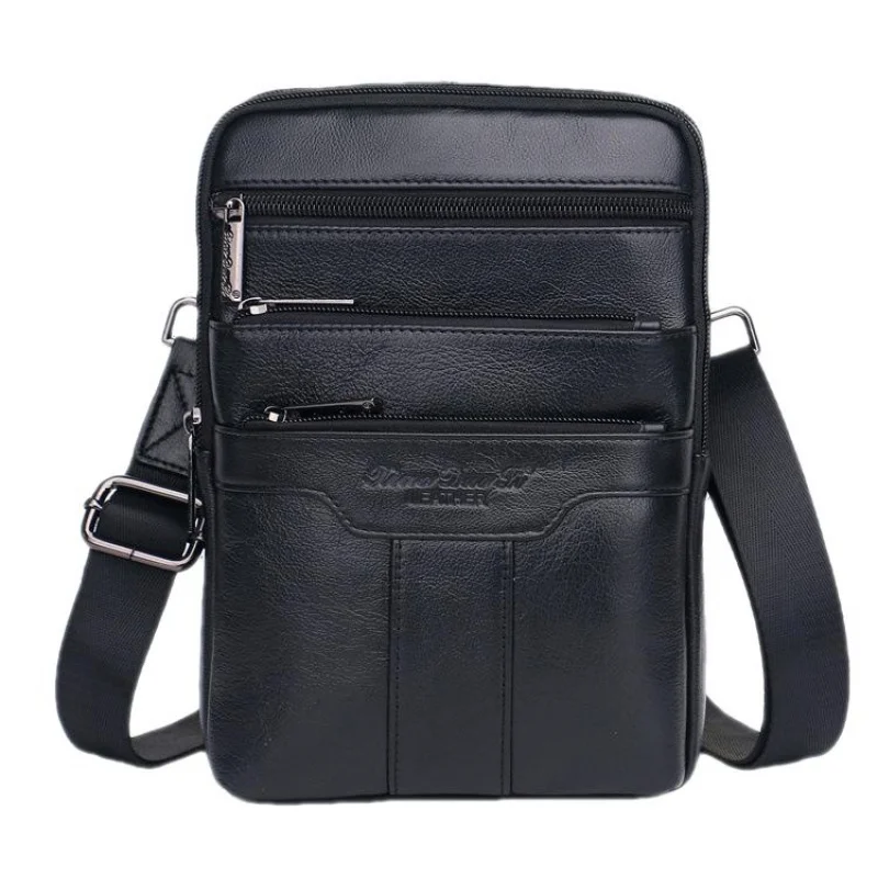 Vintage Genuine Leather Men's Shoulder Messenger Bag Luxury Cowhide Chest Bag Male Casual Chest Pack Fashion Flat Crossbody Bag