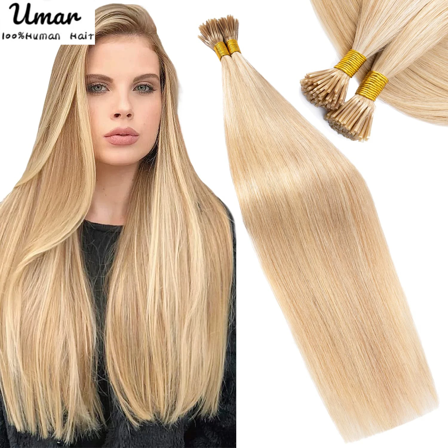 

I Tip Human Hair Extensions Remy Hair 1.2cm Keratin Natural Hair Extension Nail Bond Capsule Straight Hair 50/100 Strands