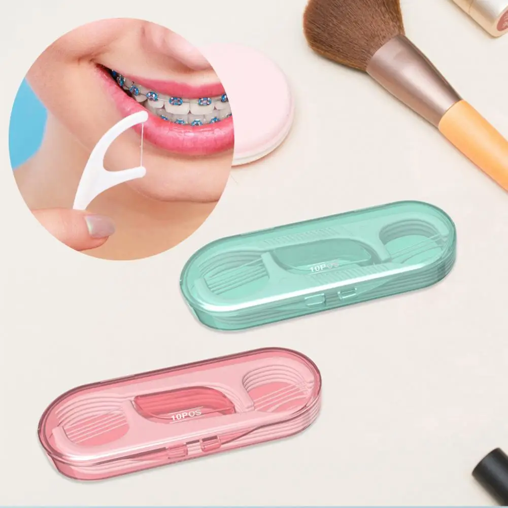 

Dental Floss Sticks 10Pcs/Box Useful Hygienic No Odor Safe Compact Dental Floss Sticks with Storage Box for Travel