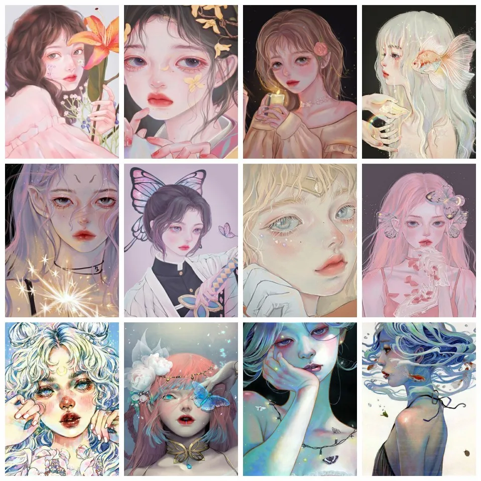 

AZQSD Girls Paint By Numbers For Children Figure Handpainted Home Decor Oil Painting Drawing On Canvas Framed 40x50cm Wall Art