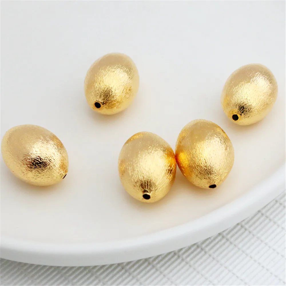 

14K covered gold accessories wire drawing egg-shaped through hole beads DIY accessories hand-made materials hand-made accessoriy