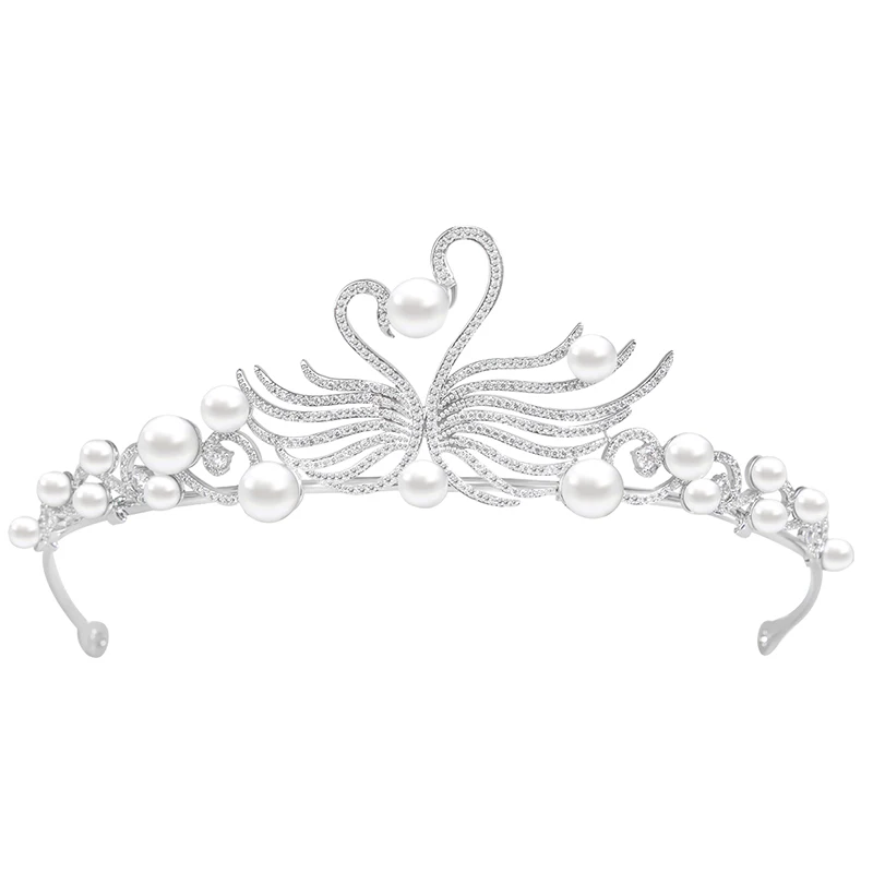 

Креативная свадебная корона в форме лебедя YYSUNNY, Тиары и короны с искусственным жемчугом для женщин, свадебные украшения, подарки