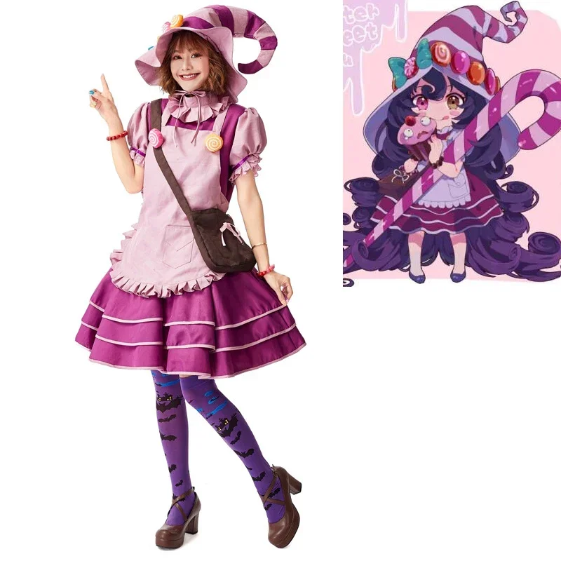 

The Candy Sorceress Lulu Costume Adult Maid Apron Uniform Outfit Women Games Bitter sweet Lulu Cosplay Costumes For Halloween