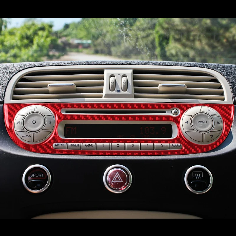 Рамка для CD-панели обшивка Fiat 500 2012 2013 2014 2015 наклейки из углеродного волокна