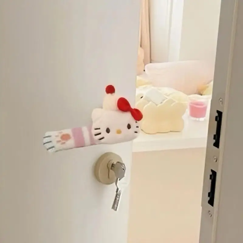 Kawaii Hello Kitty Sanrio плюшевая дверная ручка защитный чехол домашний декор зимний