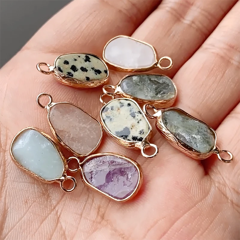 

Free Shipping Labradorite Aventurine Amazonite Rose Quartzs Irregular Stone Pendants For DIY Jewelry Making Necklaces Earrings
