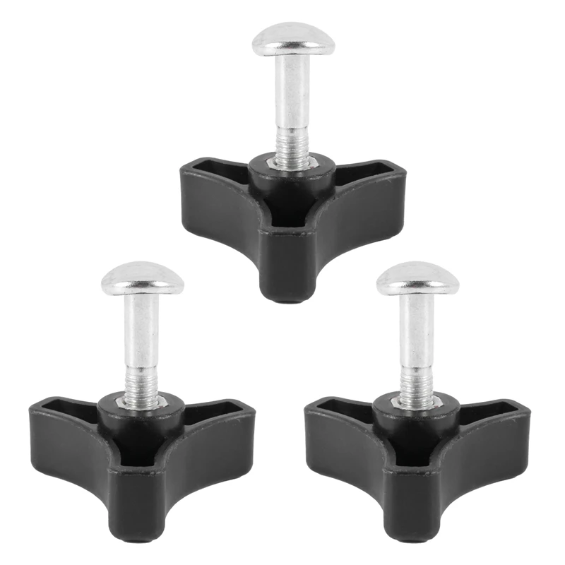 

3X Black Plastic Triple-Cornered Handle Knob Nut Screw For Honda Lawn Mower Machine