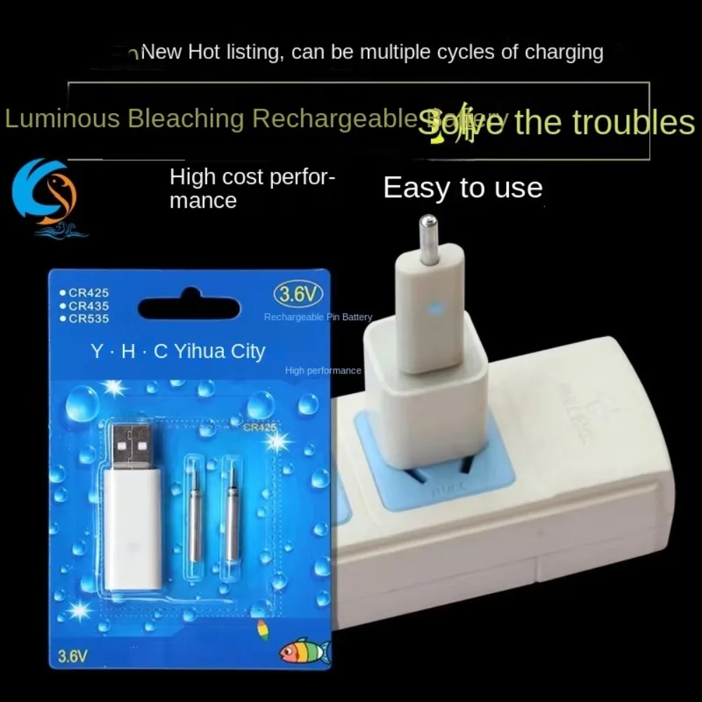 Фото Аксессуары для ночной рыбалки, USB-зарядное устройство, 1/2 отверстия, электрический буй, снасти, поплавок для рыбалки, аккумулятор, светящийся поплавок CR425 CR322 №5