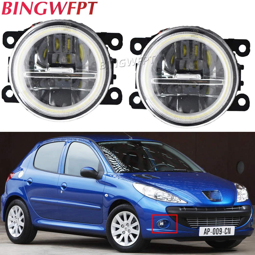 

2 X Car Angel Eye Fog Light For Peugeot 3008 207 307 2008 4008 4007 5008 408 407 607 301 308 LED Lens Fog Driving Lamp DRL 12V