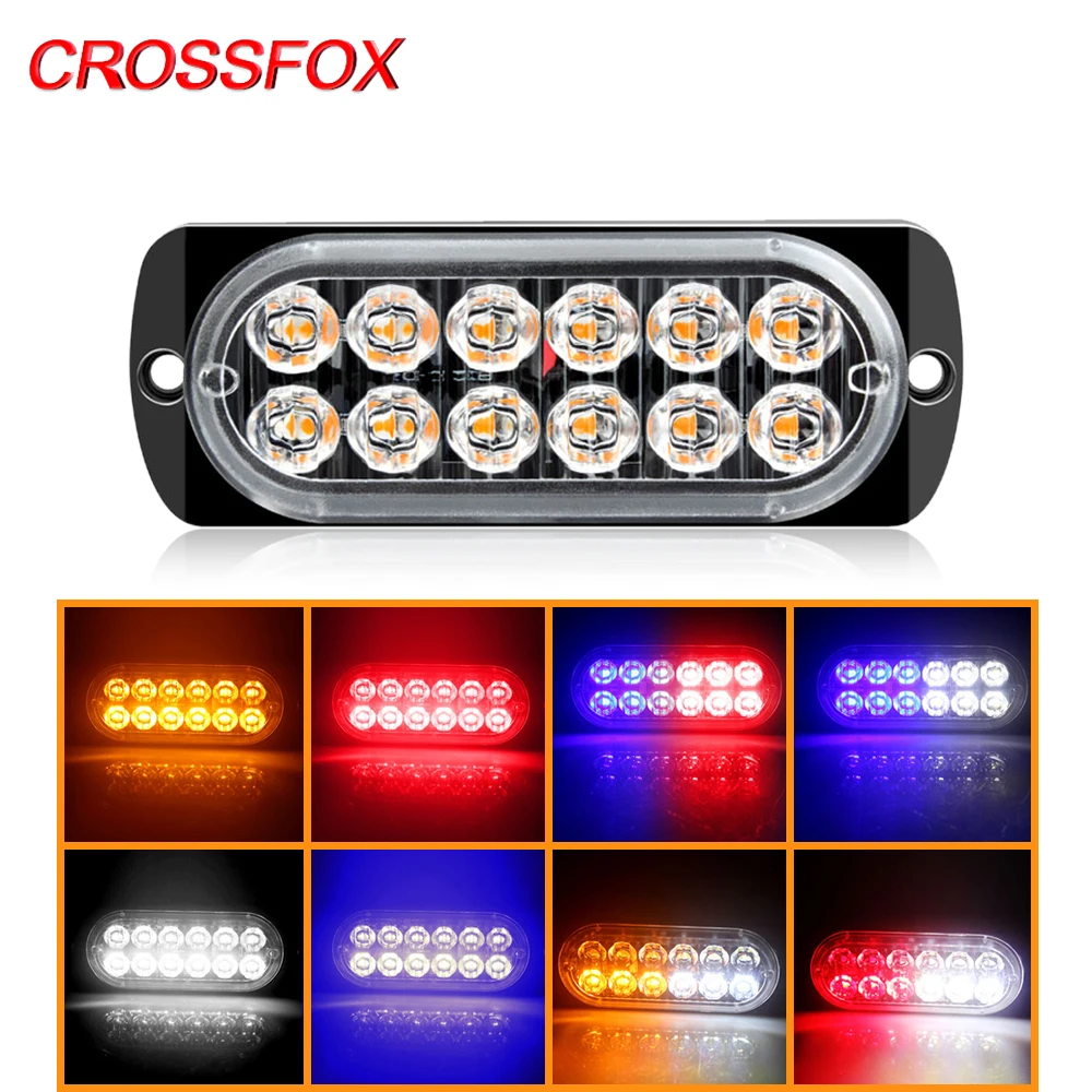 

CROSSFOX 12LED Stroboscopes FSO Emergency Car Strobe Police Flashing Lights For Truck Ambulance Pickup 4×4 Warning Beacon Lamp