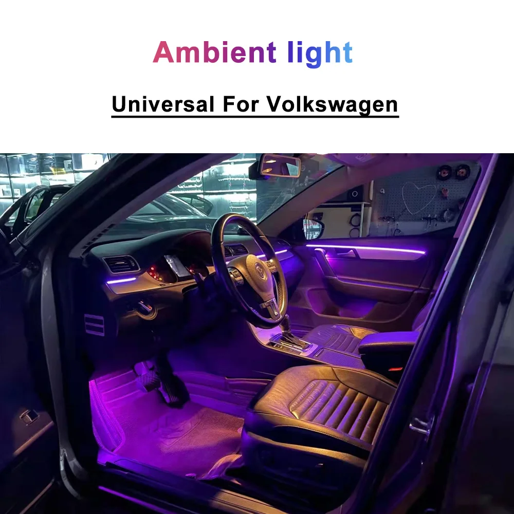 

Универсальный автомобильный окружающий свет для Volkswagen VW, внутренняя дверная ручка, декоративсветильник свет, 64 цвета, атмосферная лампа