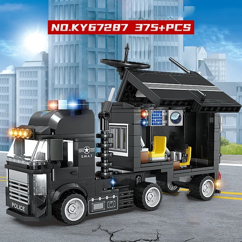 Совместим с Lego городской спецназ Военный грузовик специальный автомобиль