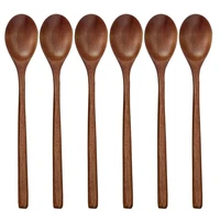 wooden spoon 5 pieces wood soup spoons for eating mixing stirring cooking long handle spoon with japanese style kitchen utensi