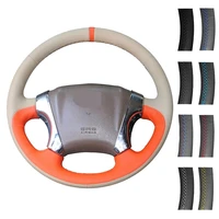 diy car accessories steering wheel cover black hand stitched genuine leatherfor hyundai tucson 2005 2006 2007 2008 2009