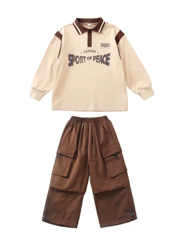 Футболка с длинным рукавом для мальчиков и девочек, свободные брюки-карго в стиле хип-хоп, комплекты одежды, крутые Детские джазовые костюмы для уличного танца