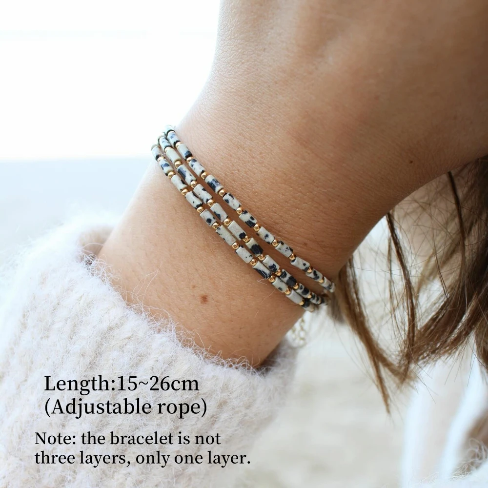 Женские браслеты Vlen из пятнистого камня браслет натурального с цилиндрическими