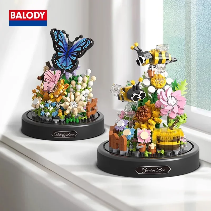 BALODY 6 шт. модные 3D мультяшные строительные блоки в горшках оригинальные