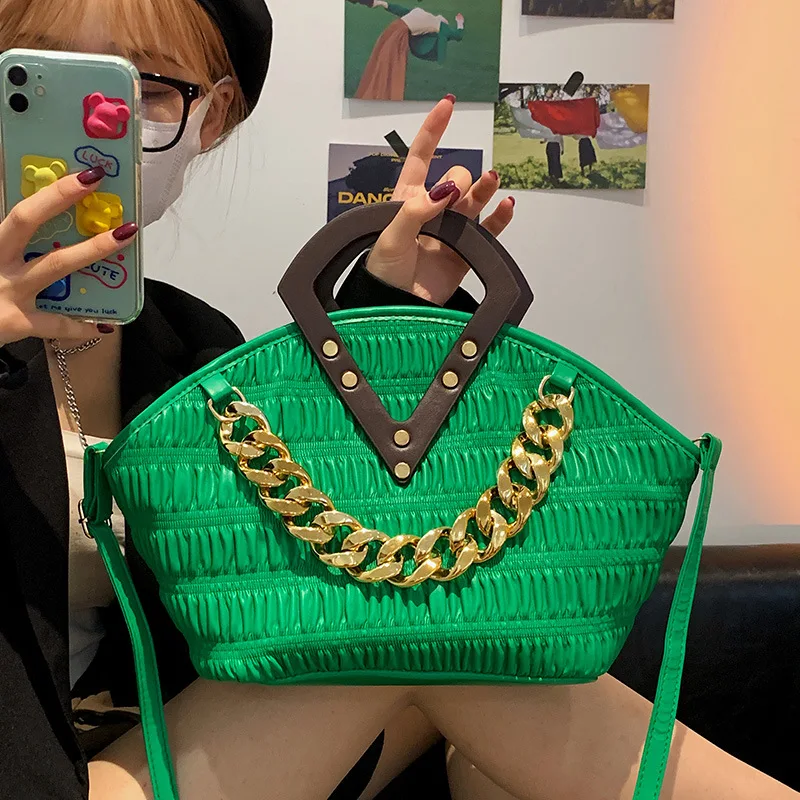 

Brand Design Retro Big Tote Bag For Women 2022 New Pu Leather Crossbody Bags Female Shoulder Bags Pleated Handbag And Purse