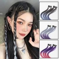 2pcs hair highlights wig gradient color false synthetic hair hanging ear dye ponytail headdress hair extension diy styling tool
