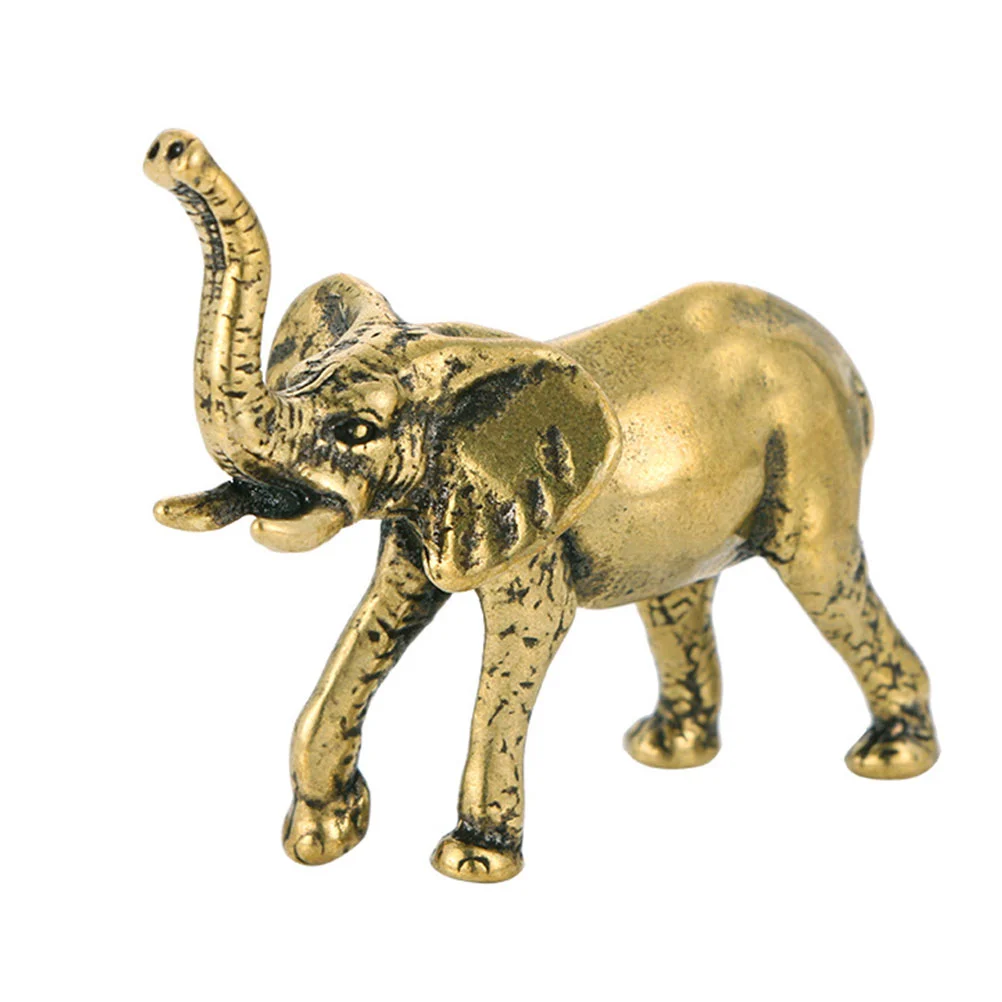 

Elephant Statue Animal Brass Decor Figurines Figurine Sculpture Vintage Metal Model Desktop Shui Feng Statues Figure Luck