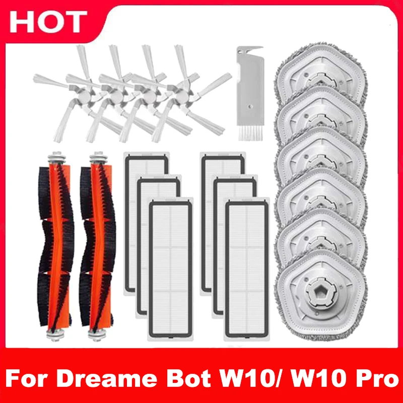 

Replacement For Dreame Bot W10 W10 Pro Self-Cleaning Accessories Robot Vacuum Main Brush Side Brush HEPA Filter Mop Pads