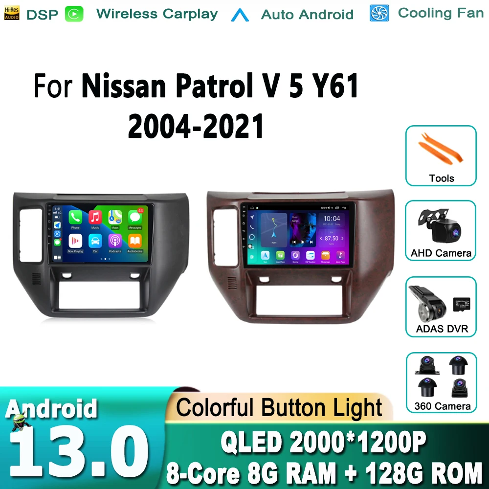 

Android 13 QLED Car Radio For Nissan Patrol V 5 Y61 2004 - 2021 Stereo Multimedia Video Player Navigation GPS 2Din DVD
