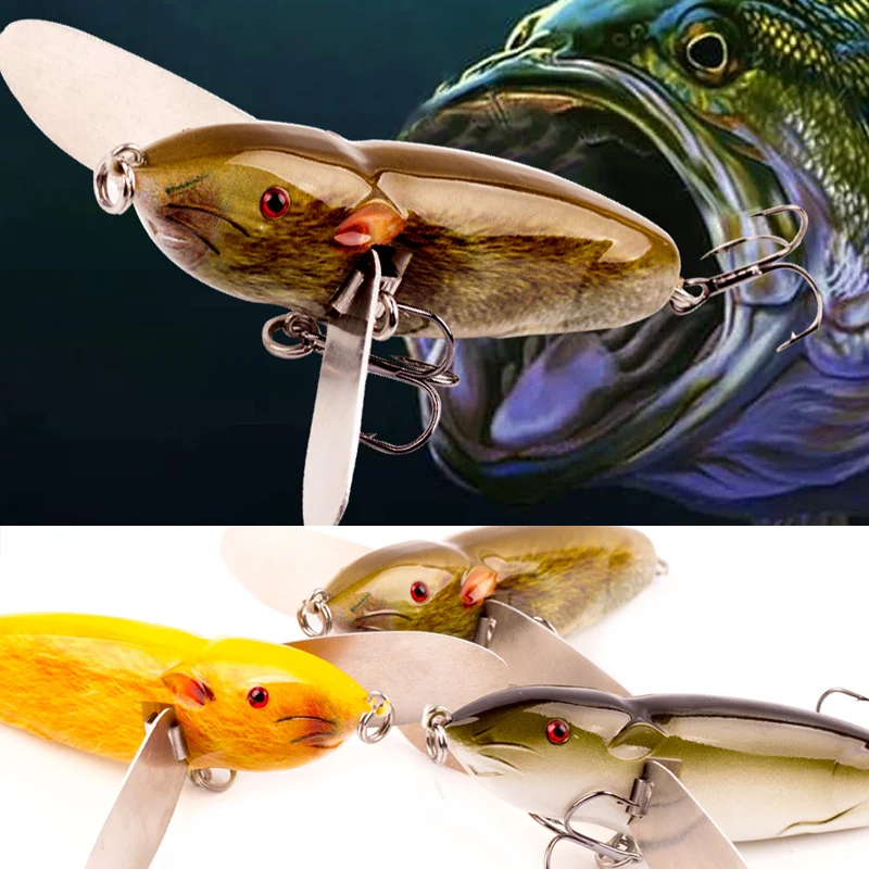 

Artificial Mouse 8CM/14G Fishing Lures with Crank Hook Topwater Plopper Hard Bait Freshwater Lure Tractor Bait for Bass Trout