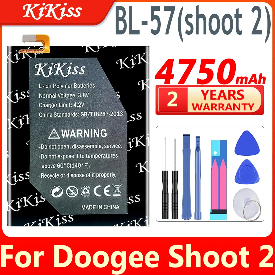 

4750mAh KiKiss Battery BL-57(shoot 2) For Doogee Shoot 2 Shoot2 High Capacity Batteries