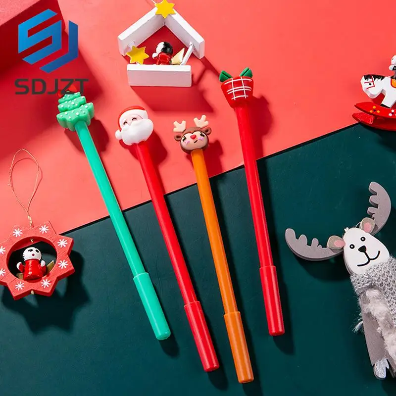 

1pc Christmas Gift Student Pen Cute Cartoon Pen Santa Claus Elk Creative Pen Gel Pen Random Colors Student Xtmas Gift