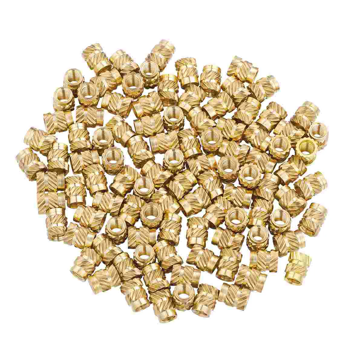 

iplusmile 100pcs Thread Knurled Brass Threaded Heat Set Heat Resistant Insert Embedment Nut for 3D (Golden)